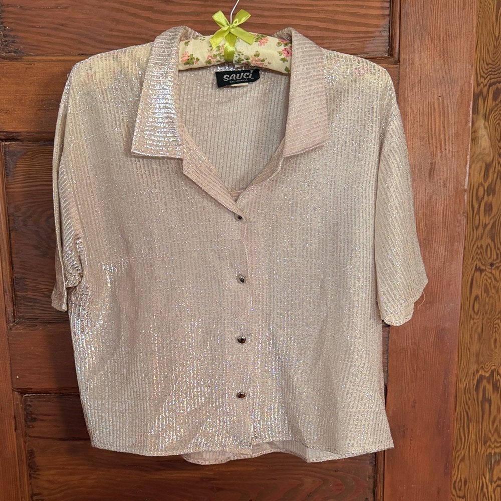 Women's Soft Pink Vintage Sparkle Top